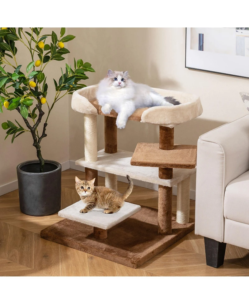 Cozito Cat Tree 28 inch 2-in-1 Pet Steps with Sisal Posts and Platforms