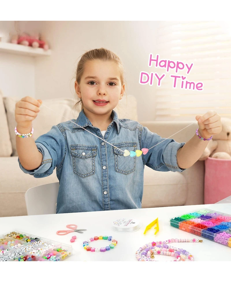 Gnuadz 7500 Clay Beads Friendship Bracelet Making Kit Polymer Heishi Letter Charm Diy Arts Crafts Gifts Toys