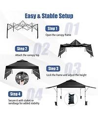 Gouun 10 x 17.6 ft Pop Up Canopy Tent with Dual Half Awnings and Wheeled Carry Bag