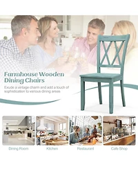 Sugift Set of 2 Cross Back Rubber Wood Dining Chairs