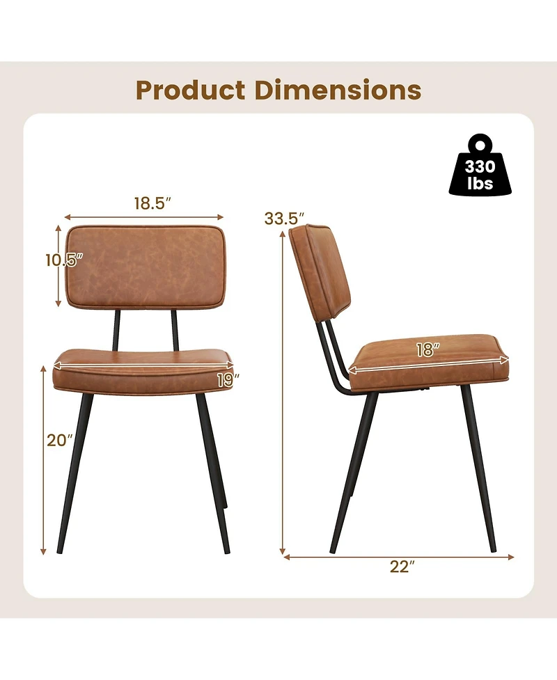 Sugift Dining Chair Set of 2 with Padded Backrest and Seat