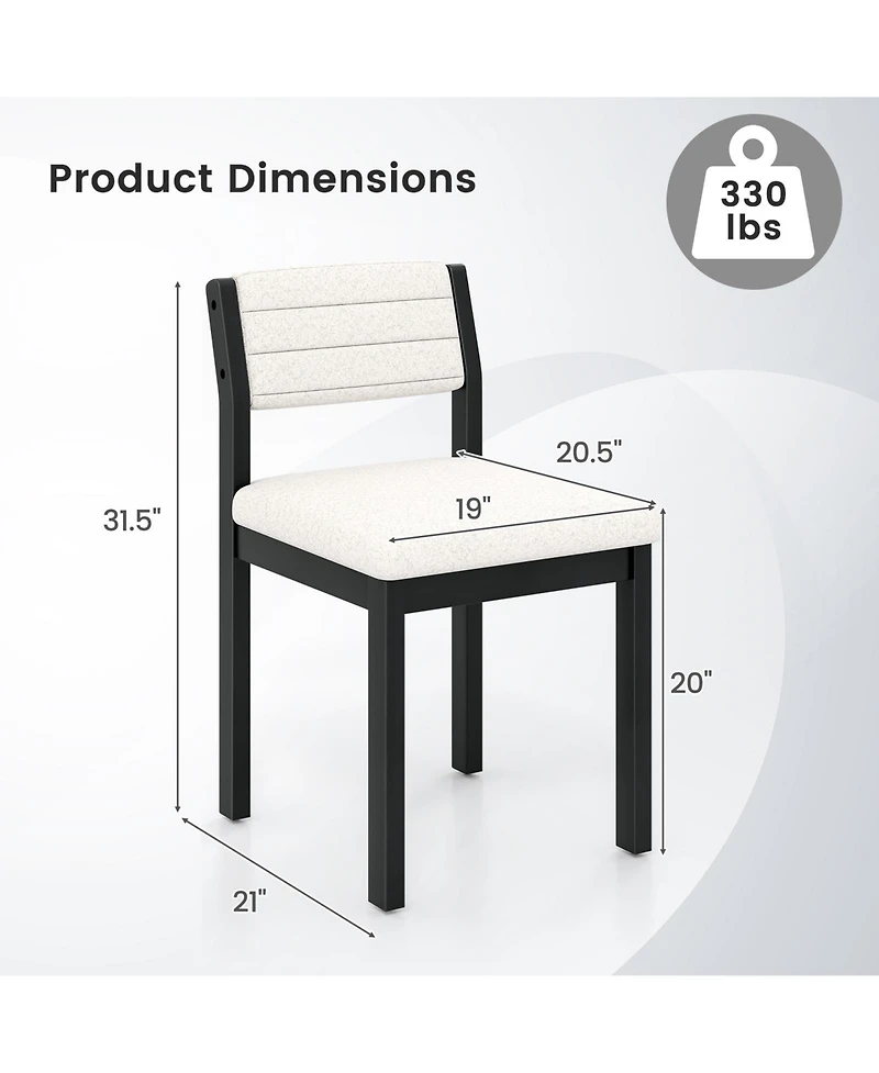 Sugift Set of 2 Dining Chairs Sherpa Upholstered Armless Chair with Wood Frame