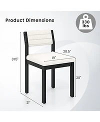 Sugift Set of 2 Dining Chairs Sherpa Upholstered Armless Chair with Wood Frame