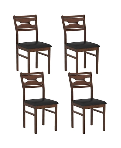 Sugift Wooden Dining Chair Set of 2 with Pu Leather Padded Seat and Rubber Wood Frame