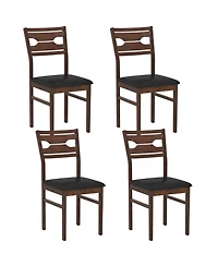 Sugift Wooden Dining Chair Set of 2 with Pu Leather Padded Seat and Rubber Wood Frame