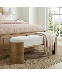 Tribesigns 47.24" Upholstered Entryway Bench, Solid Wood End of Bed Bench for Bedroom, Farmhouse Bay Window Seat with Cushion, Curved Support Legs