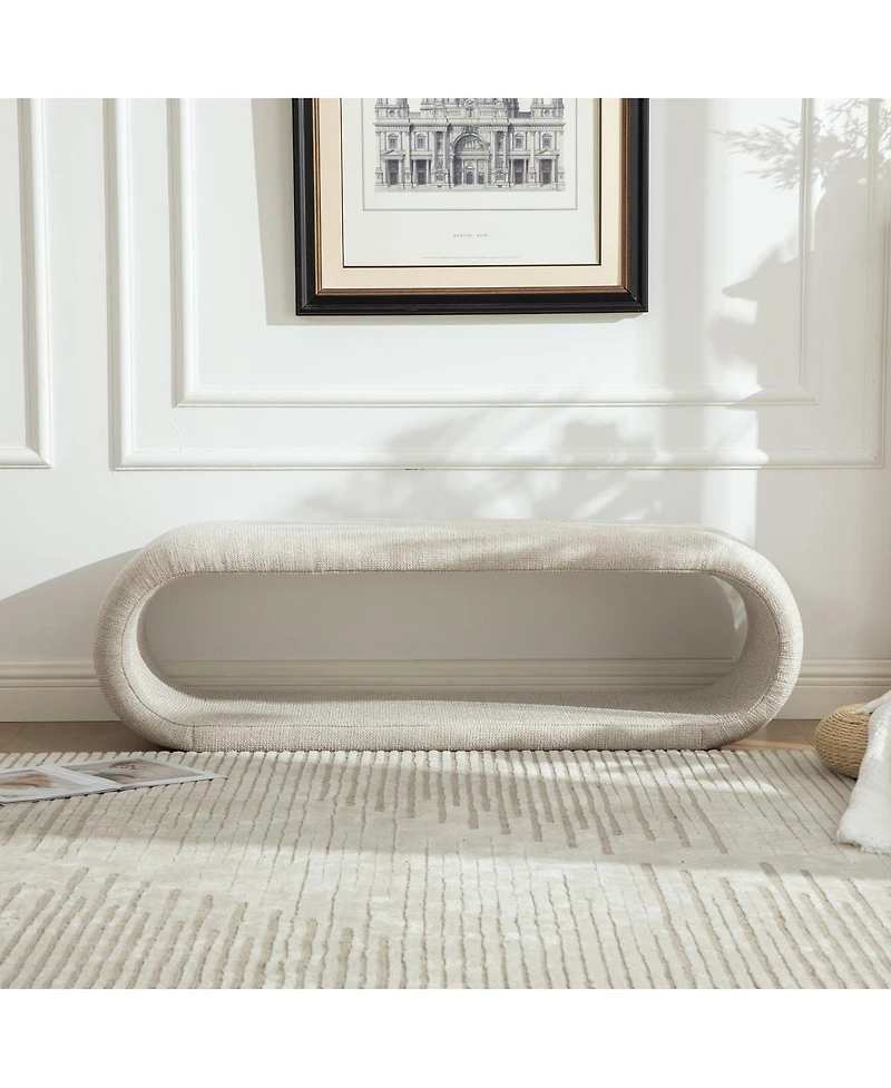 Streamdale Furniture Chenille Upholstered Bench with Iron Frame