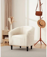 gaomon Accent Barrel Chair Corduroy Club Chair Elegant Armchair Cozy Backrest for Living Room Bedroom Reception Room Office