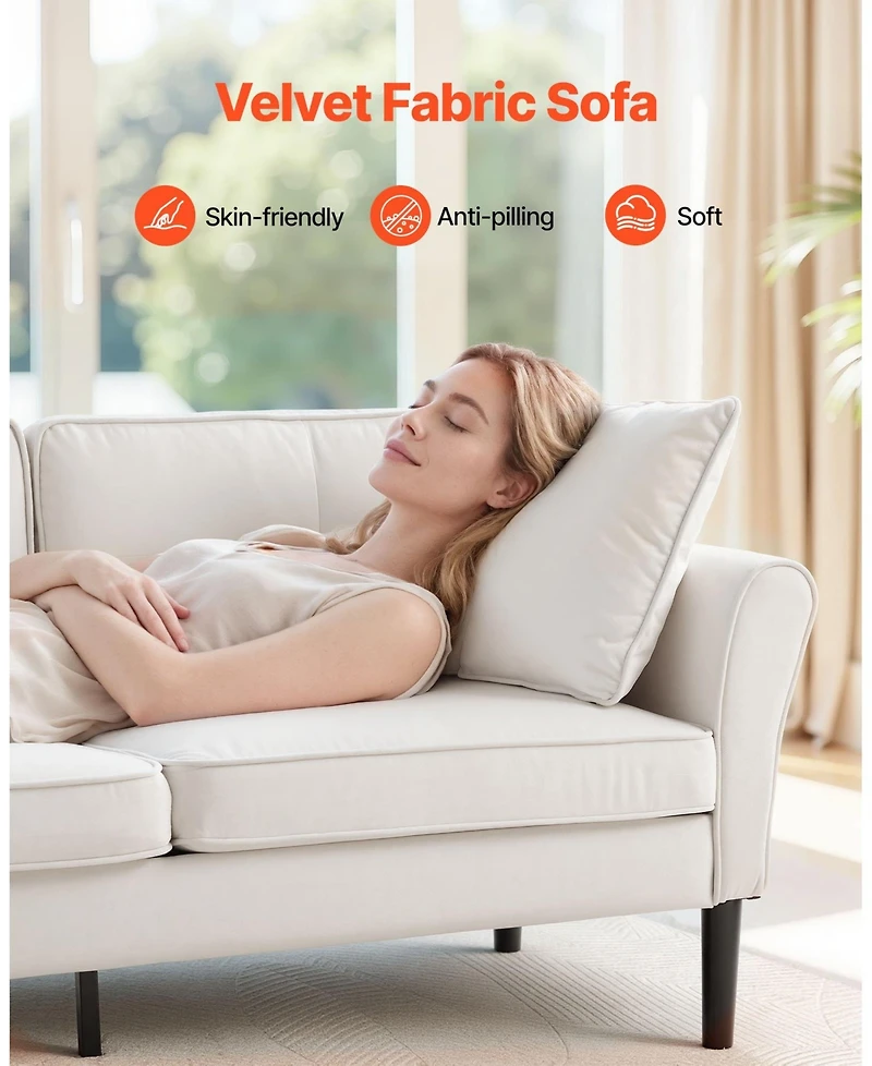 Gouun Velvet 69-Inch Loveseat Sofa with Sinuous Spring Support and Soft Cushions