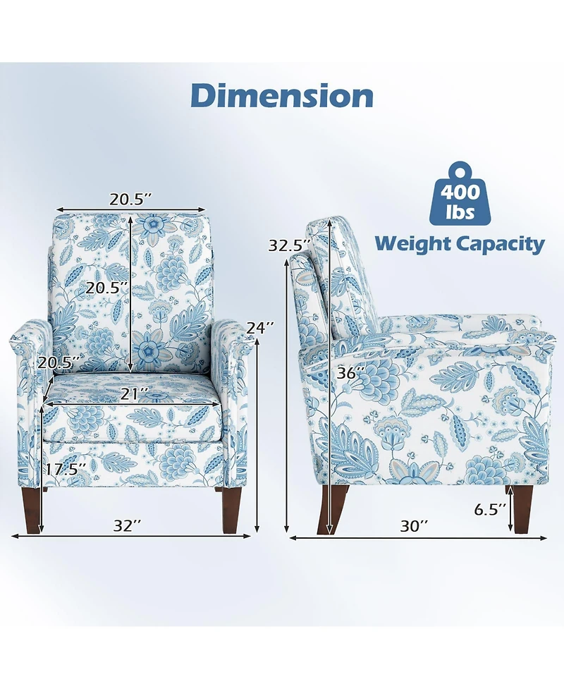 Gouun Floral Farmhouse Boho Accent Chair with Solid Wood Legs