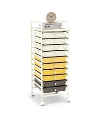 Sugift 10 Drawer Rolling Storage Cart Organizer with 4 Universal Casters