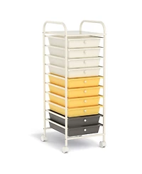 Sugift 10 Drawer Rolling Storage Cart Organizer with 4 Universal Casters