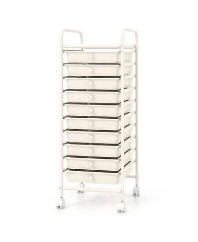 Sugift 10 Drawer Rolling Storage Cart Organizer with 4 Universal Casters