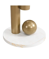 Rainsken Modern Nesting Coffee Table Set of 2, Oval and Round Table Set with Faux Marble Texture Surface and Storage Drawer for Living Room