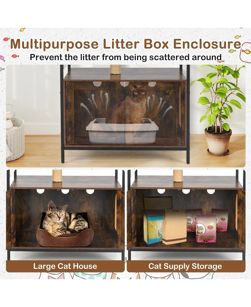 Cozito Cat Tower Industrial with Litter Box Enclosure and Condo