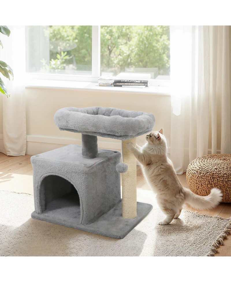 Cozito Cat Tree 19.5 inch Small with Large Padded Plush Perch