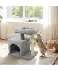 Cozito Cat Tree 19.5 inch Small with Large Padded Plush Perch