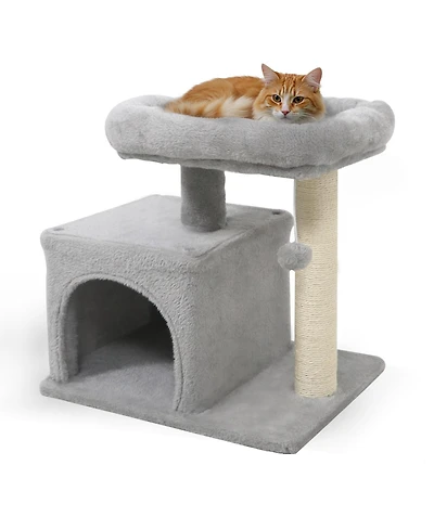 Cozito Cat Tree 19.5 inch Small with Large Padded Plush Perch