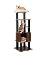 Cozito Cat Tower 64 in Wooden with Top Perch and Soft Padding