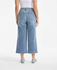 Lands' End Women's Recover Denim High Rise Wide Leg Crop Jeans