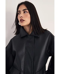 Nasty Gal Women's Longline Faux Leather Bomber Jacket