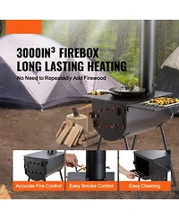 Ecooso 118 Inch Camping Tent Wood Stove with Chimney Pipes, Portable Alloy Steel Hot Tent Stove