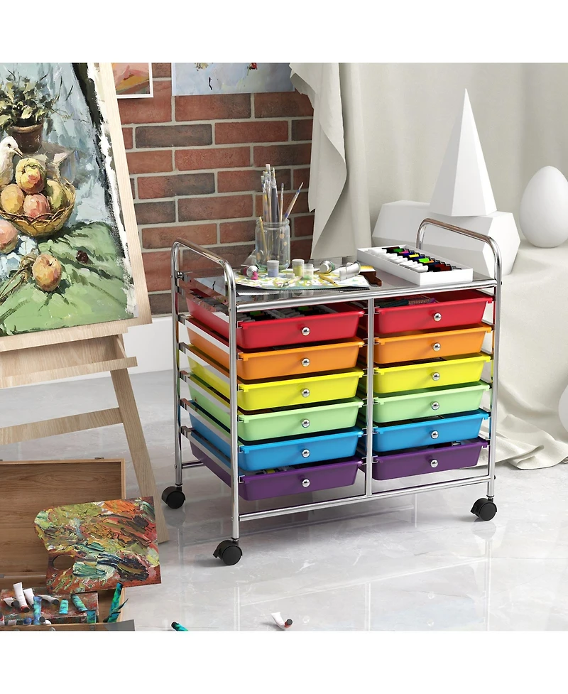 Sugift 12 Drawers Rolling Storage Cart for Home and Office