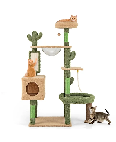 Cozito Cat Tree 59 inch Cactus with Capsule Condo and Sisal Posts