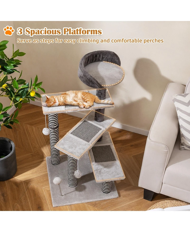 Cozito Cat Tree 93 cm with Sisal and Jute Scratching Posts
