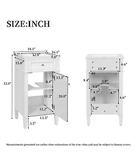 Busdays 18 Inch Bathroom Vanity with Ceramic Sink Freestanding Single Vanity Soft Close Door Adjustable Shelf French Style Solid Feet