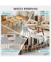 gaomon 4 Dining Chairs,Modern Fabric Upholstered Kitchen Side Chairs,Curved Backrest Dining Chairs with Oak Legs