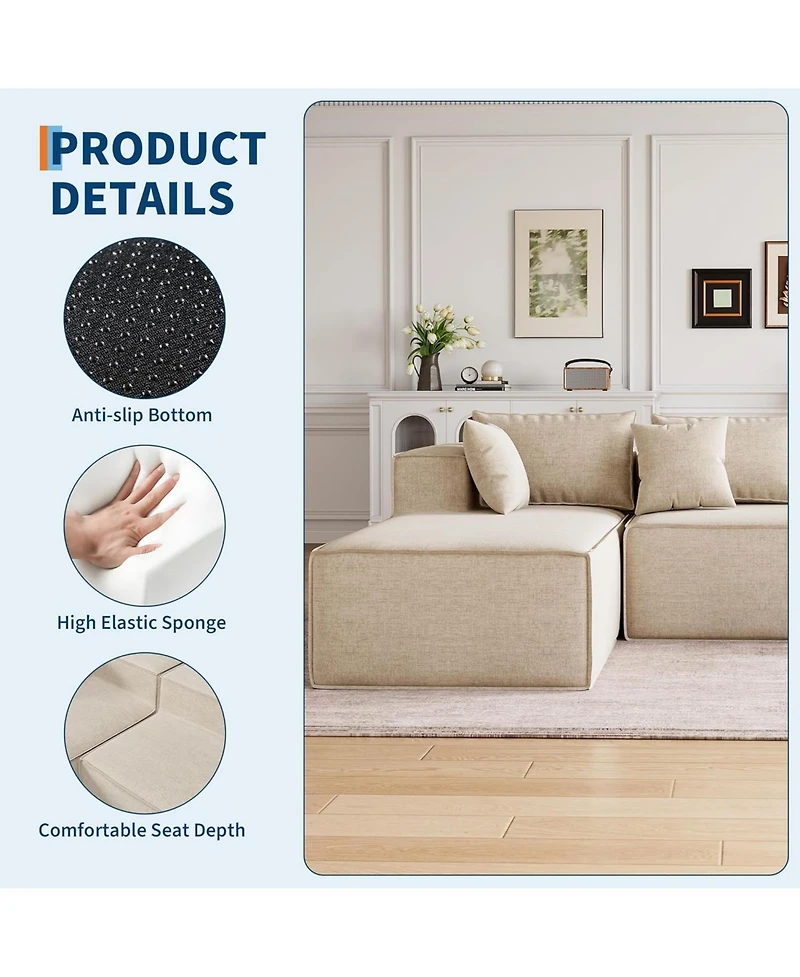 gaomon Modular Sectional Couches for Living Room, Cloud Couch with Deep Seat, 106.7 L-Shape Sofa Chaise, Upholstered