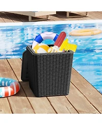 Sugift Outdoor Resin Storage Side Table with Removable Lid