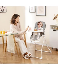 Sugift Easy Clean Compact Highchair with Removable Adjustable Tray and Pu Seat Cushion