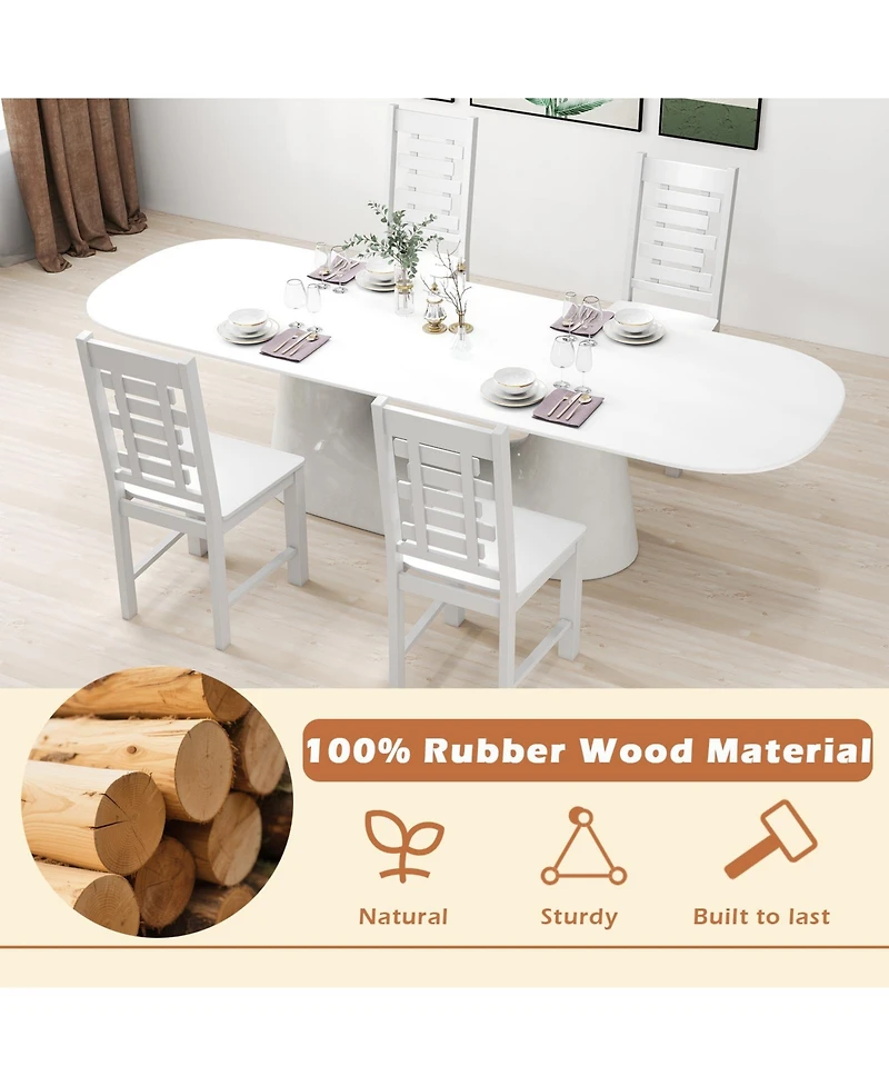 Sugift Wooden Dining Chair Set of 2 Solid Rubber Wood Kitchen Chairs