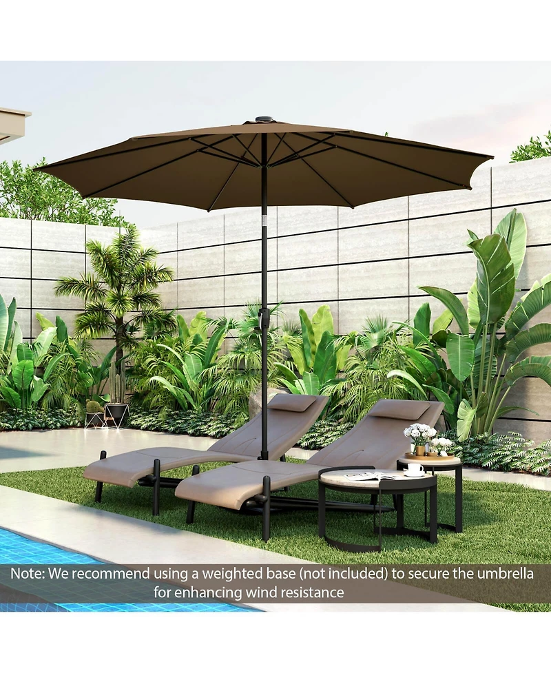 Sugift 10 Feet Patio Umbrella with 112 Solar Lights and Crank Handle