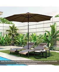 Sugift 10 Feet Patio Umbrella with 112 Solar Lights and Crank Handle