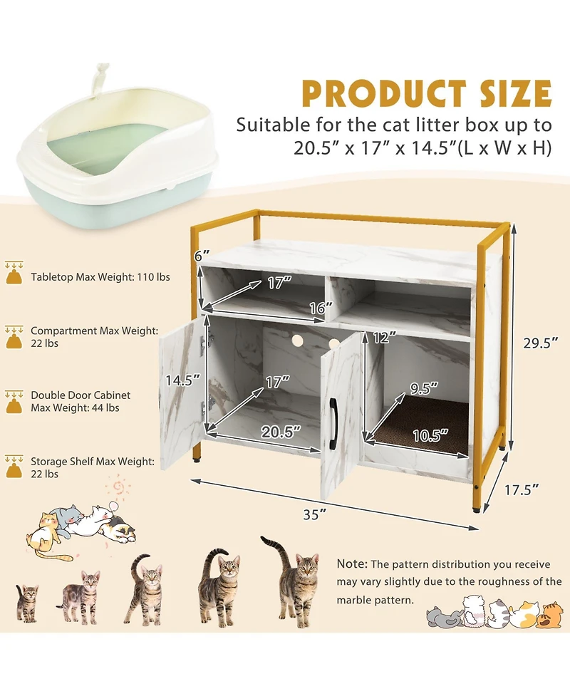 Cozito Hidden Cat Washroom 35 in Double Door Scratch Board