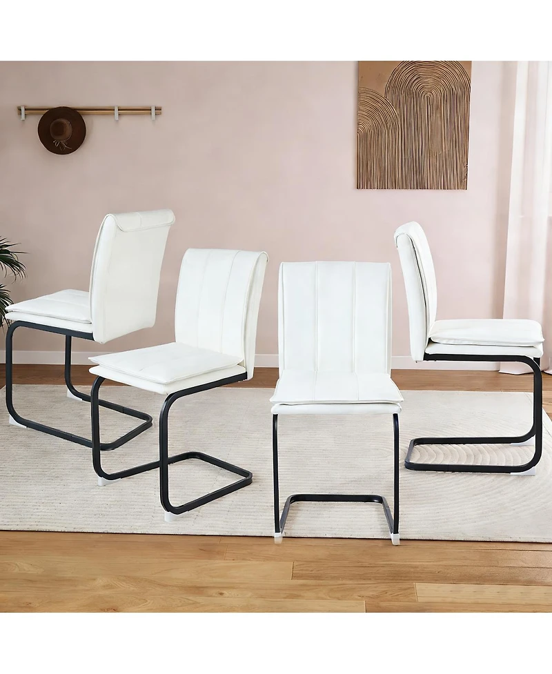 Streamdale Furniture Pu Leather Dining Chairs with Metal Legs -4 chairs.