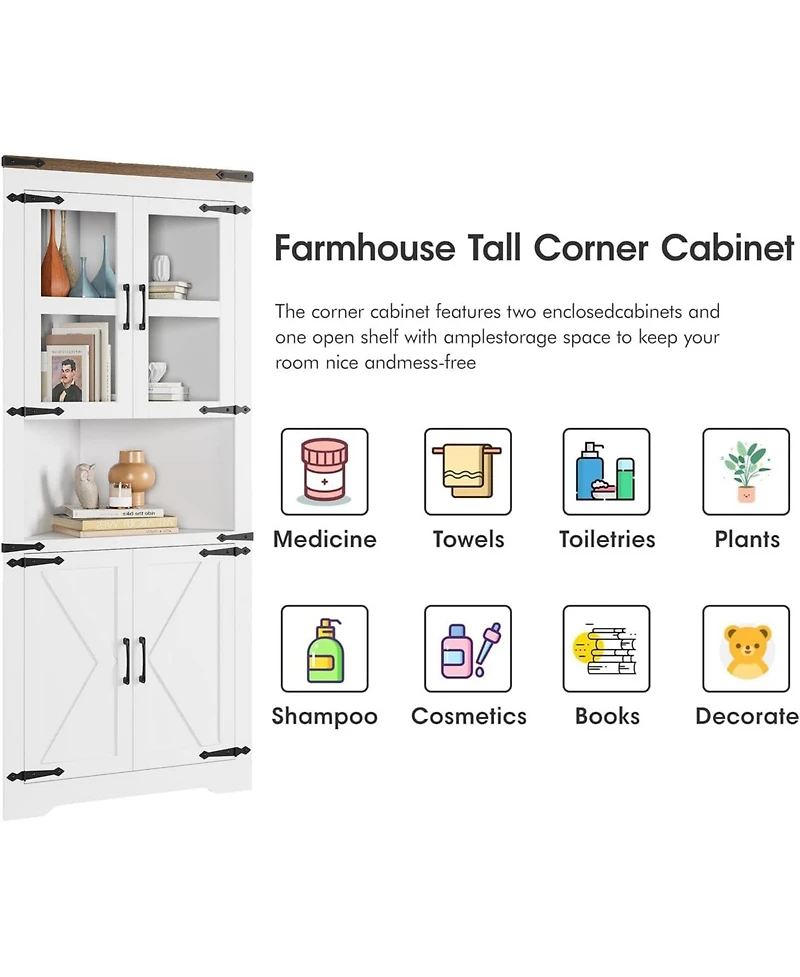 gaomon Farmhouse Corner Cabinet, Tall Corner Storage