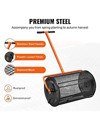 Sugift Compost Spreader, 24" Wide, Adjustable Handle for Lawn and Garden Use