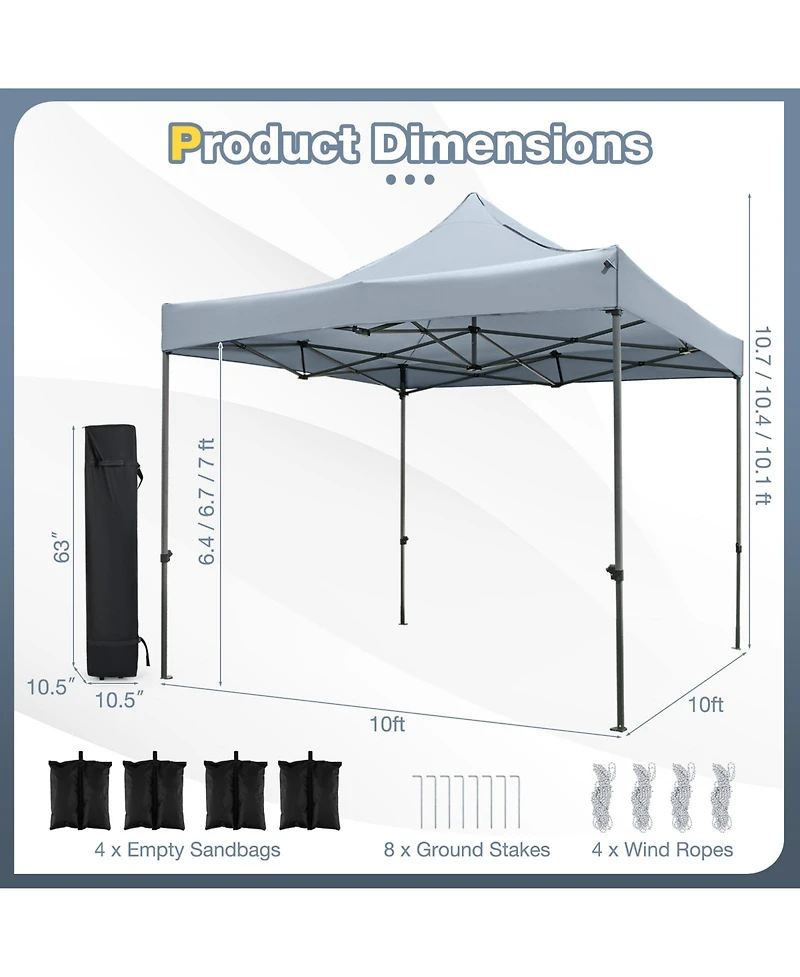 Mecale 10x10 ft Pop-Up Canopy Gazebo with Wheeled Carry Bag