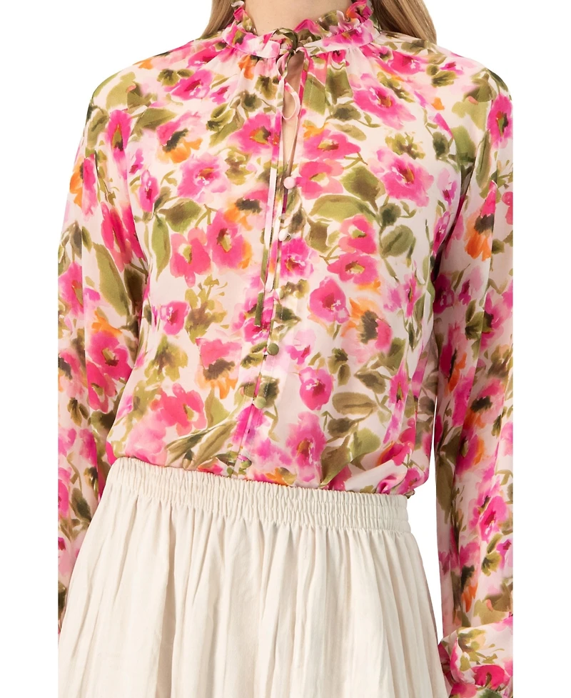 Ivonne Women's Floral High Neck Blouse