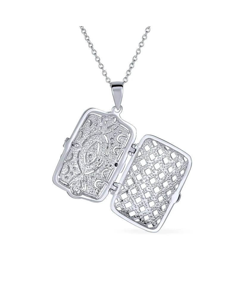 Bling Jewelry Vintage Style Keepsake Infinity Rectangle Photo Locket Pendant Necklace Sterling Silver