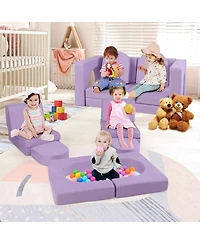 Sugift 8-Piece Modular Kids Play Couch with Comfy Suede Fabric