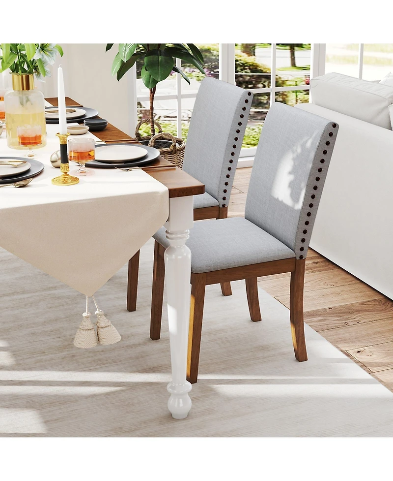 Sugift Set of 2 Upholstered Dining Chairs with Padded Seat for Living Room