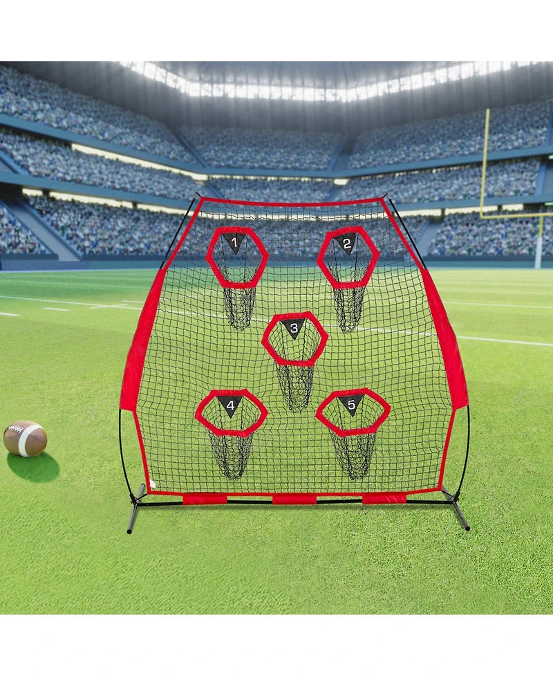 Mecale 7 x 7 Ft Football Throwing Net with 5 Target Pockets