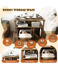 Cozito Cat Litter Box Enclosure Barn Door Divider Side Entry