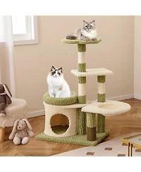 Cozito Cat Tower 38 in Multi-Level Aesthetic with Condo and Bed