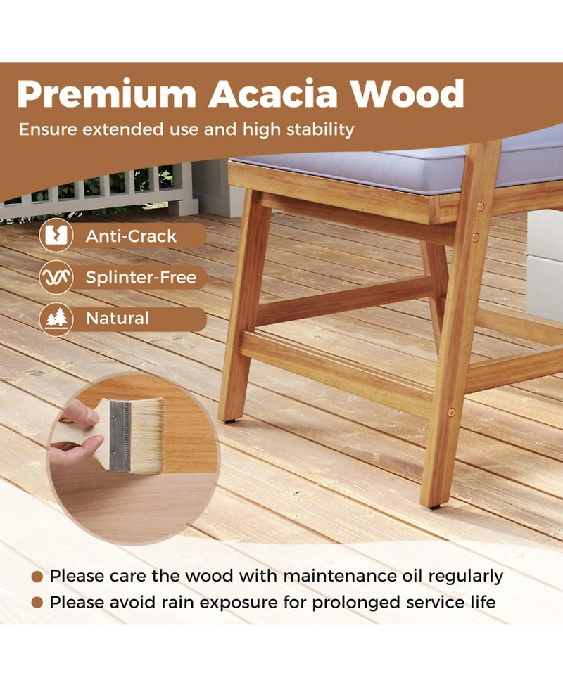 Gouun 5-Piece Acacia Wood and Pe Rattan Patio Dining Set with Cushions